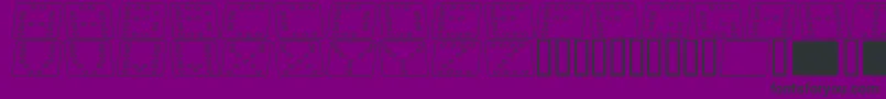 DominoFladKursivOmrids-fontti – mustat fontit violetilla taustalla