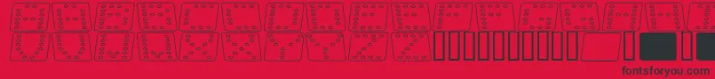 フォントDominoFladKursivOmrids – 赤い背景に黒い文字