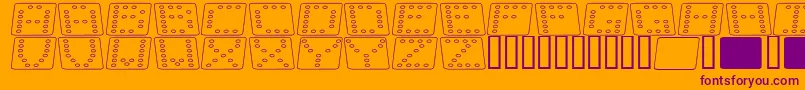 DominoFladKursivOmrids-fontti – violetit fontit oranssilla taustalla
