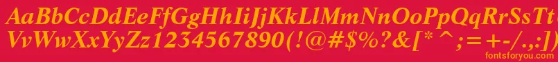 フォントLifeBoldItalicBt – 赤い背景にオレンジの文字