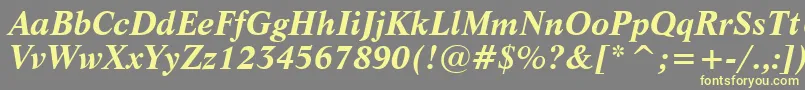LifeBoldItalicBt-Schriftart – Gelbe Schriften auf grauem Hintergrund