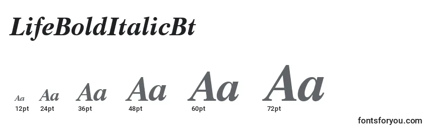 Размеры шрифта LifeBoldItalicBt