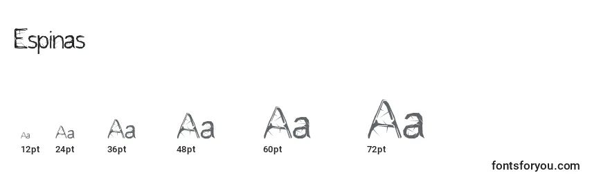 Размеры шрифта Espinas