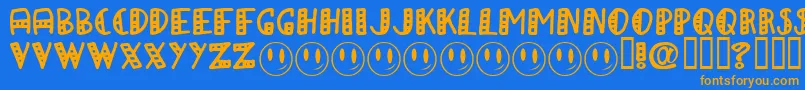 A Papa Font – Orange Fonts on Blue Background