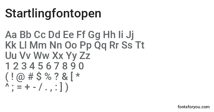 Czcionka Startlingfontopen – alfabet, cyfry, specjalne znaki