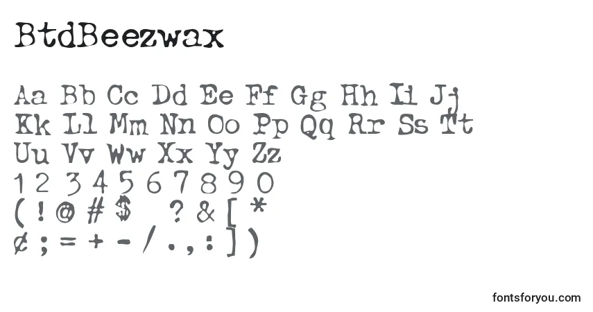A fonte BtdBeezwax – alfabeto, números, caracteres especiais