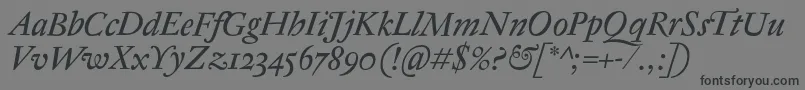 AntiqueRegentItalic-fontti – mustat fontit harmaalla taustalla