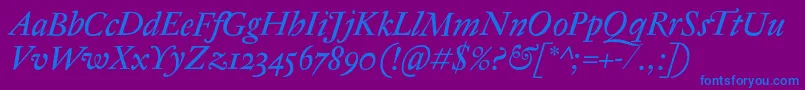 AntiqueRegentItalic Font – Blue Fonts on Purple Background