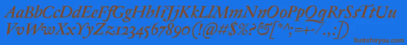 AntiqueRegentItalic Font – Brown Fonts on Blue Background