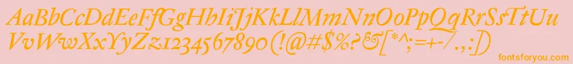 AntiqueRegentItalic Font – Orange Fonts on Pink Background