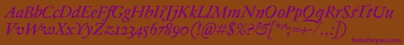 AntiqueRegentItalic Font – Purple Fonts on Brown Background