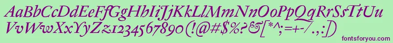 AntiqueRegentItalic Font – Purple Fonts on Green Background