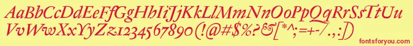 AntiqueRegentItalic Font – Red Fonts on Yellow Background