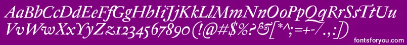 AntiqueRegentItalic Font – White Fonts on Purple Background