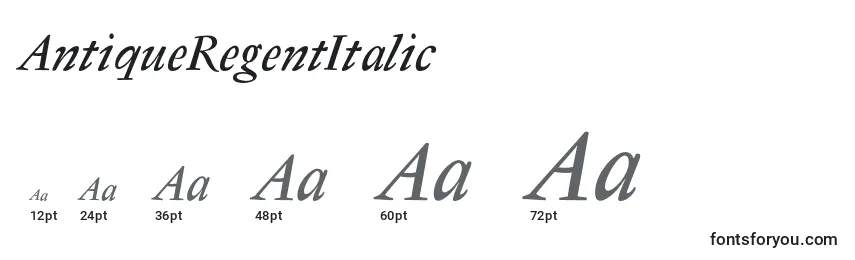 Размеры шрифта AntiqueRegentItalic