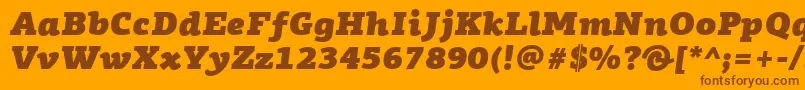 Lisätietoja PfagoraslabproUltrablackitalic-fontista PfagoraslabproUltrablackitalic-fontti – ruskeat fontit oranssilla taustalla