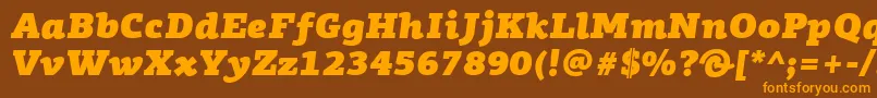Saiba mais sobre a fonte PfagoraslabproUltrablackitalic Fonte PfagoraslabproUltrablackitalic – fontes laranjas em um fundo marrom