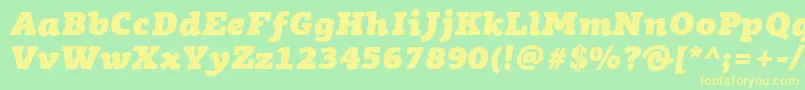 フォントPfagoraslabproUltrablackitalic – 黄色の文字が緑の背景にあります