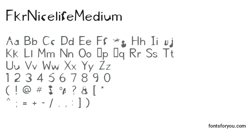 A fonte FkrNicelifeMedium – alfabeto, números, caracteres especiais