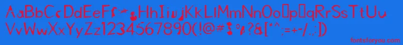 FkrNicelifeMedium Font – Red Fonts on Blue Background