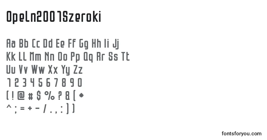 Czcionka Opeln2001Szeroki – alfabet, cyfry, specjalne znaki