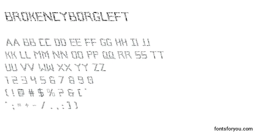 Brokencyborgleft Font – alphabet, numbers, special characters