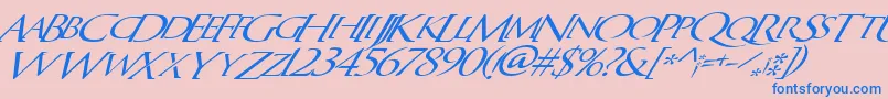 Fonte QuagentItalic – fontes azuis em um fundo rosa