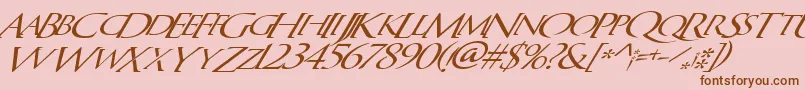 QuagentItalic-Schriftart – Braune Schriften auf rosa Hintergrund