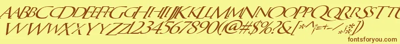 Fonte QuagentItalic – fontes marrons em um fundo amarelo