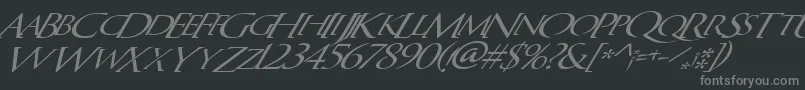 QuagentItalic-fontti – harmaat kirjasimet mustalla taustalla