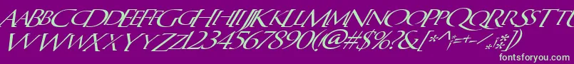 QuagentItalic Font – Green Fonts on Purple Background