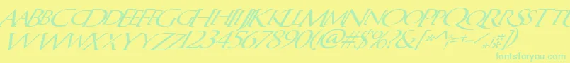 QuagentItalic Font – Green Fonts on Yellow Background