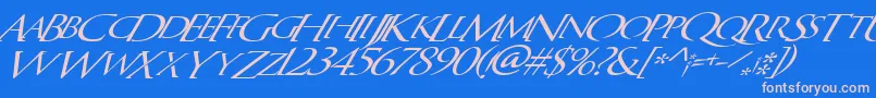 QuagentItalic Font – Pink Fonts on Blue Background