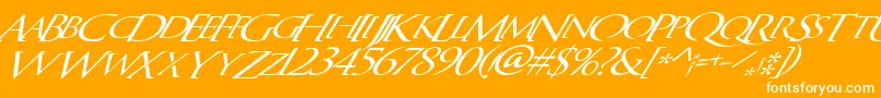 QuagentItalic-Schriftart – Weiße Schriften auf orangefarbenem Hintergrund