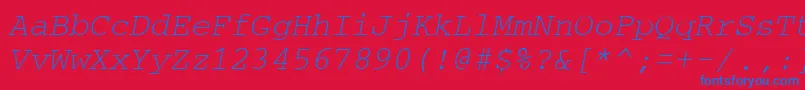 CrtmO-Schriftart – Blaue Schriften auf rotem Hintergrund