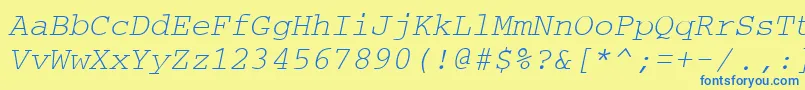 フォントCrtmO – 青い文字が黄色の背景にあります。