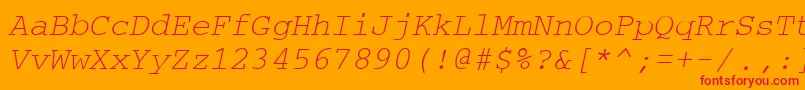 CrtmO-Schriftart – Rote Schriften auf orangefarbenem Hintergrund