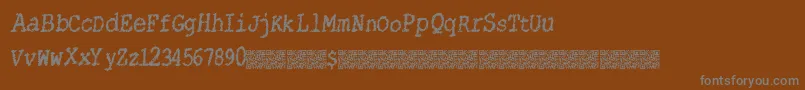 Weitere Informationen zur Catsstring-Schriftart Catsstring-Schriftart – Graue Schriften auf braunem Hintergrund