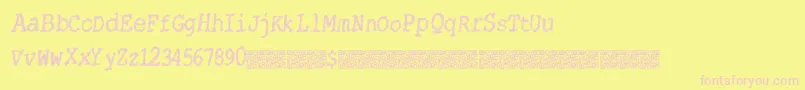 Catsstring Font – Pink Fonts on Yellow Background