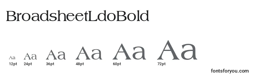Размеры шрифта BroadsheetLdoBold