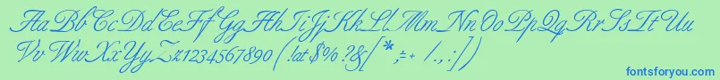 フォントAllurescript – 青い文字は緑の背景です。