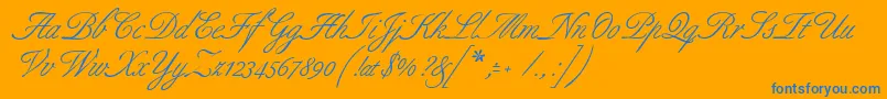 Allurescript-Schriftart – Blaue Schriften auf orangefarbenem Hintergrund