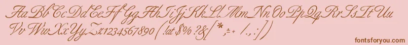 Allurescript-Schriftart – Braune Schriften auf rosa Hintergrund