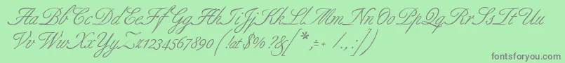 Allurescript-Schriftart – Graue Schriften auf grünem Hintergrund