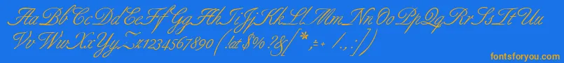 Allurescript-Schriftart – Orangefarbene Schriften auf blauem Hintergrund