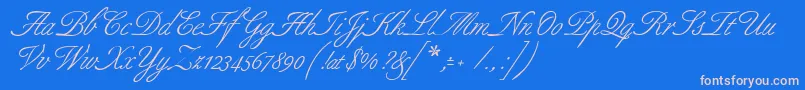 フォントAllurescript – ピンクの文字、青い背景