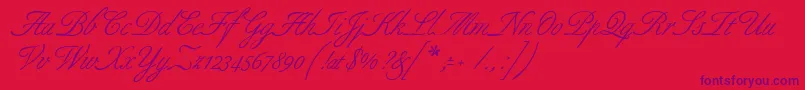 フォントAllurescript – 赤い背景に紫のフォント