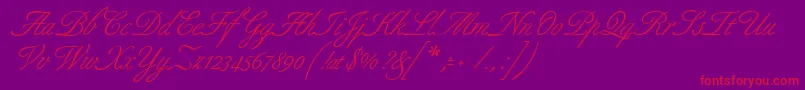 フォントAllurescript – 紫の背景に赤い文字