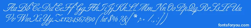 フォントAllurescript – 青い背景に白い文字