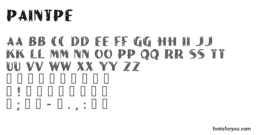 A fonte PaintPe – alfabeto, números, caracteres especiais